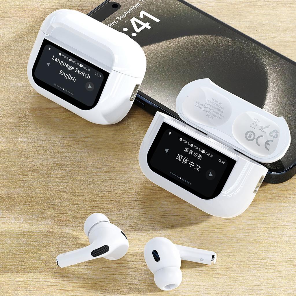 U19 TWS Wireless Bluetooth 53 In-Ear Headphones with LED Display White