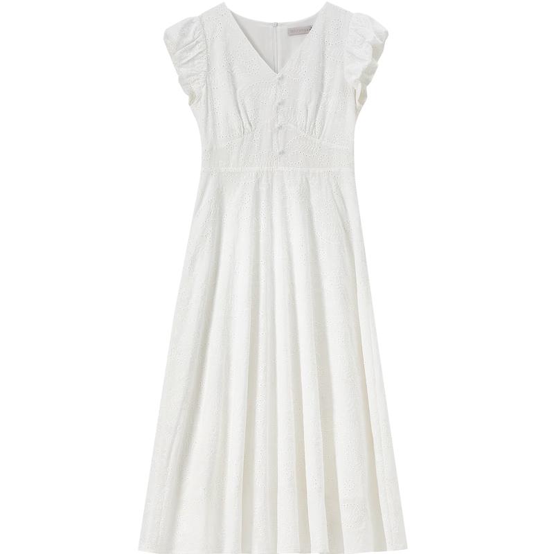 Shangdou Bila Jacquard V-Neck A-Line Midi Dress