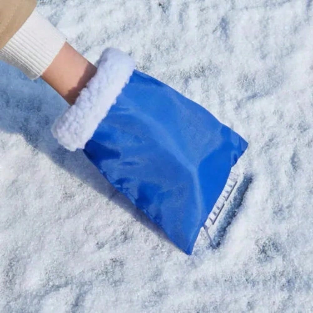 

Car mounted with protective cover, winter car snow shovel, snow shovel with plush warm gloves, defrosting and ice removal shovel синій
