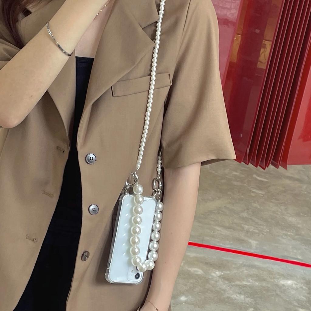 Perlenarmbänder Kette Crossbody Halskette Lanyard Handyhülle für iPhone 14 15 13 11 12 Pro Max Hülle