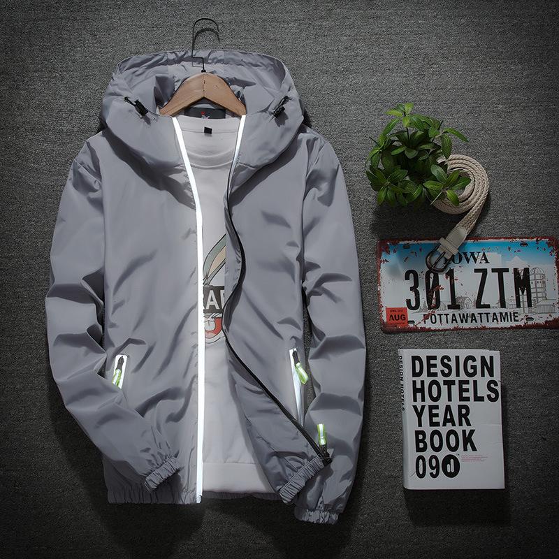 

Men s Spring Reflective Zipper Baseball Jacket - Casual, Thin Style for Teens S