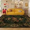 European Style Luxury Green Carpet Living Room Flower Design Non-slip Cloakroom Decoration Rug Washable Soft European Tatami Mat