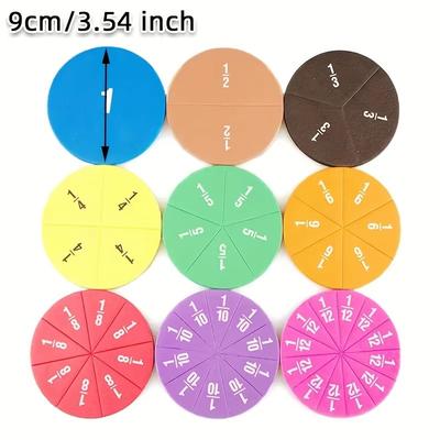 9pcs Fraction Learning Kit Colorful Interactive - Hands-on Addition Subtraction Math Toy for Kids Classroom Home Use Educational
