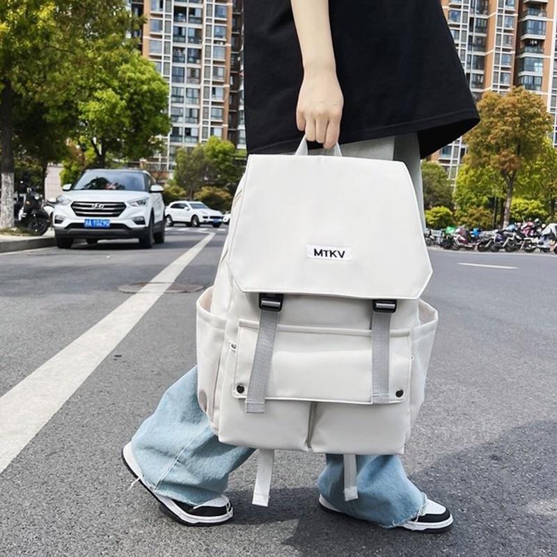 

IELGY Вместительный рюкзак в японском стиле Харадзюку, женский повседневный рюкзак в стиле инструментальной обработки белый