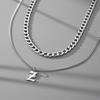 Layer Men Titanium Steel Necklace Cuban Letter Necklace Men Clavicle Chain Korean Style Necklace