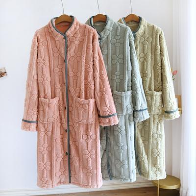Autunno e inverno nuove donne camicia da notte flanella dolce e carina accappatoio donna camicia da notte stand colletto bottone casa vestito