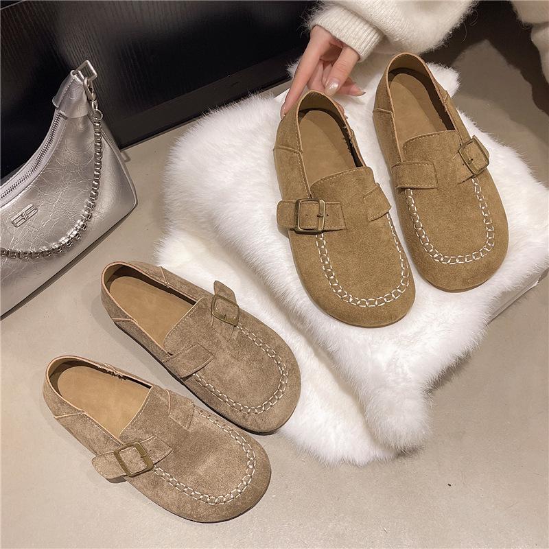 Retro Suede Round Toe Mary Janes with Hidden Heel & Soft Sole Loafers