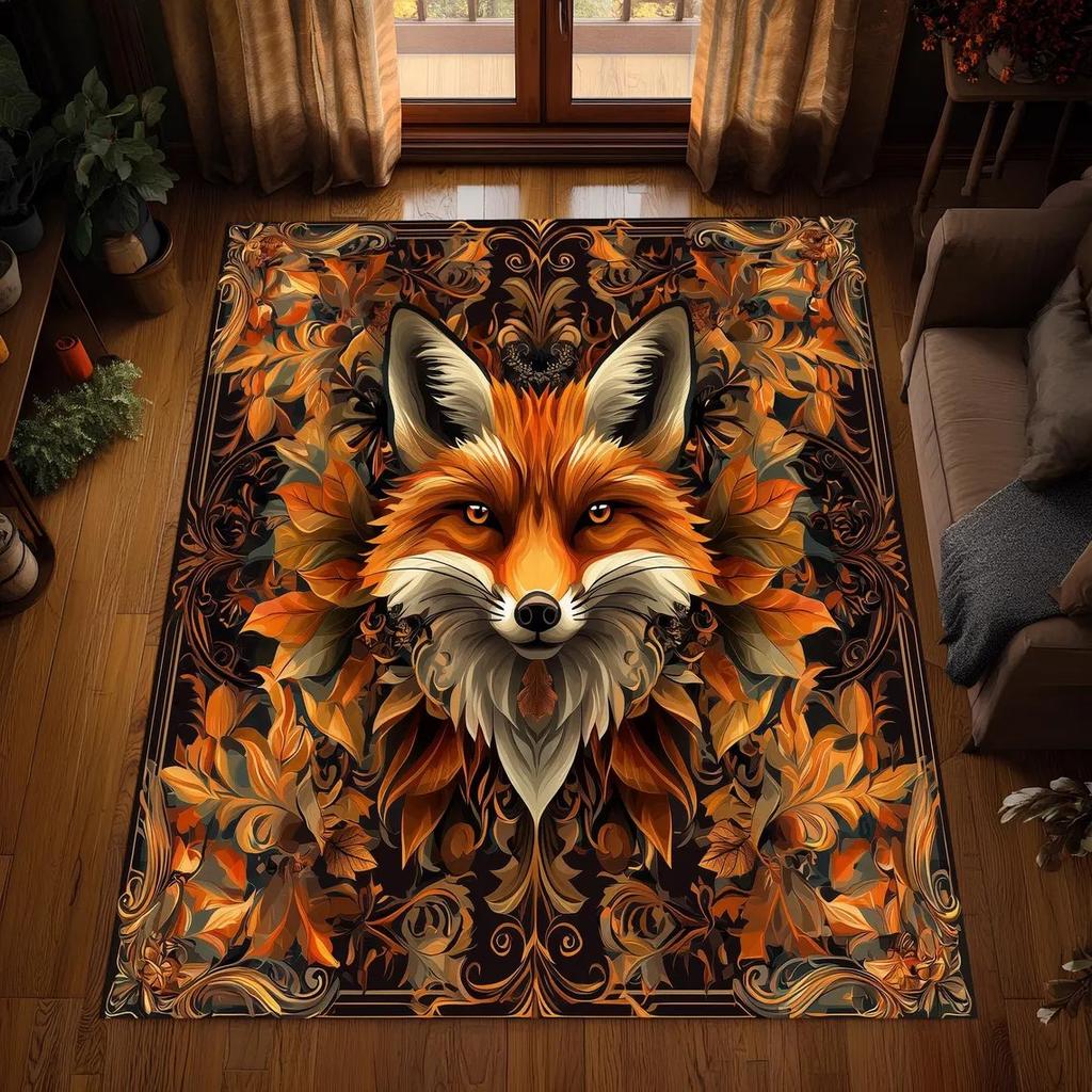 Lion Baroque Rug, Gothic Black Gold Area Carpet, Regal Animal Floor Decor, Washable Non Slip Bold Statement Rug