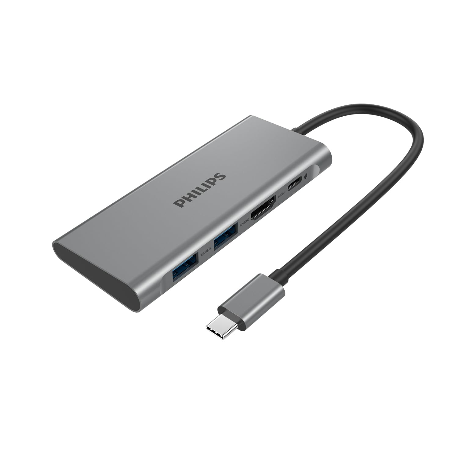

Philips USB-хаб PD 60 Вт Быстрая зарядка До 5 Гбит/с Высокоскоростная передача данных Разрешение 4K 30 Гц Порты DLK5524C 4-в-1 USB-C/USB-A3.0/HDMI