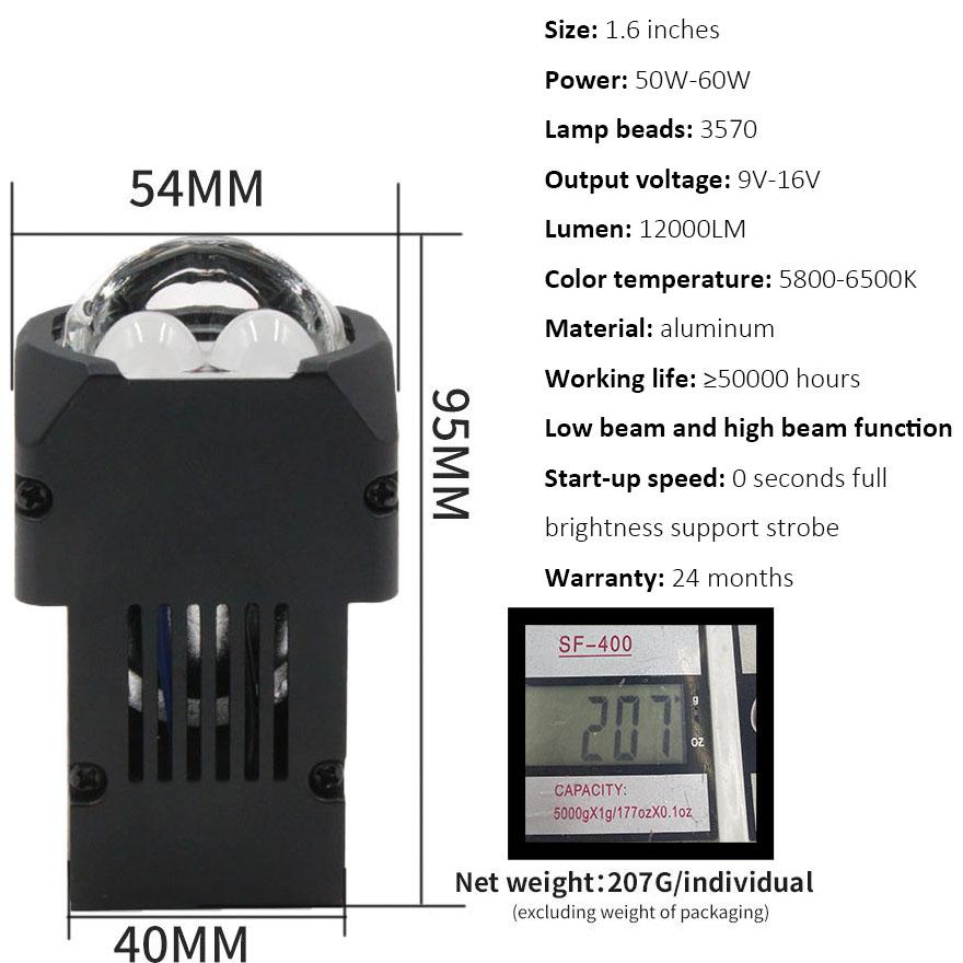 1.6inch Mini Matrix LED Lens Hyperboloid Projector Bi-led High Low Headlight Fog Light H4 H7 9005 9006 LED Lens Car Retrofit