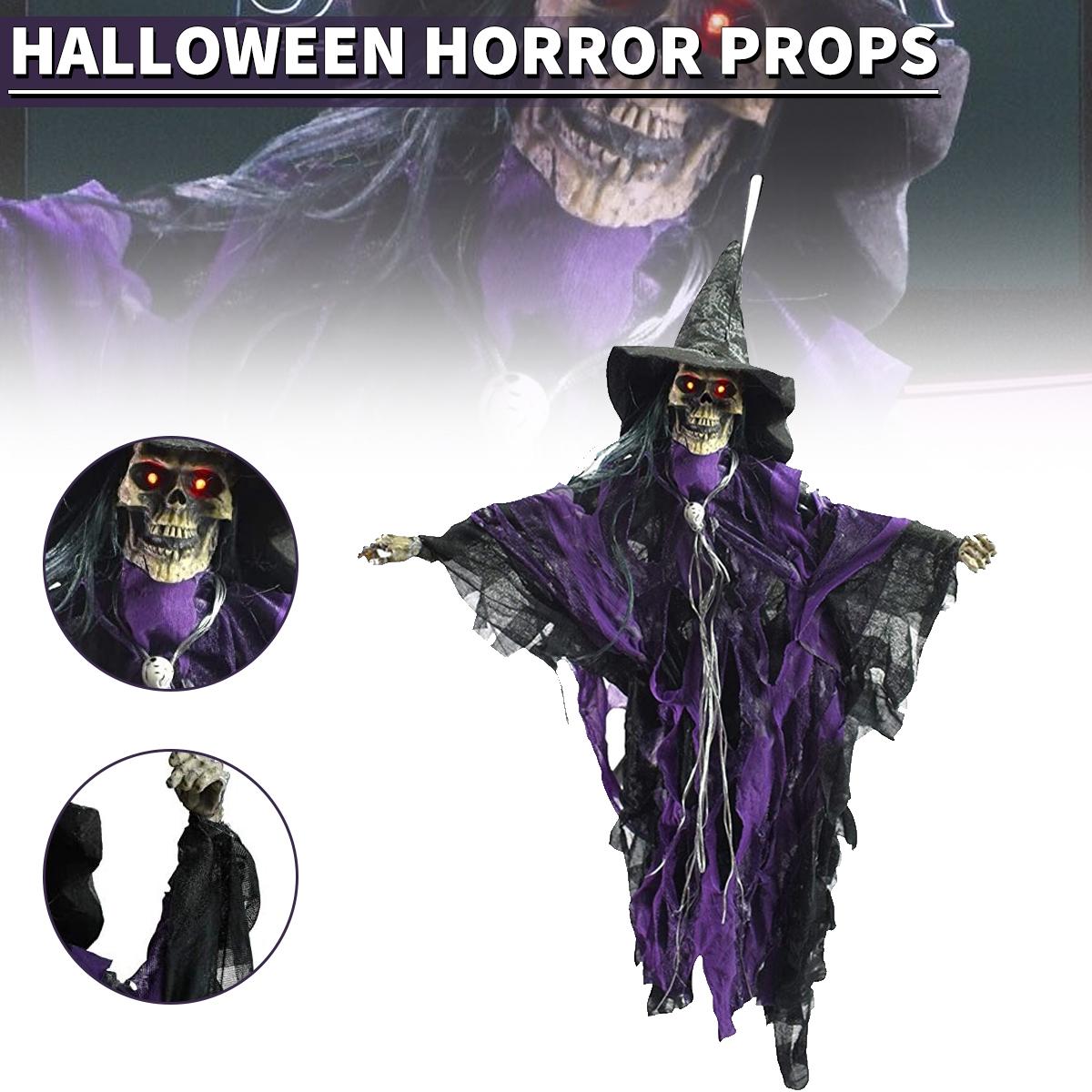 

PDTO Хэллоуин подвесной скелет с украшением в виде шляпы ведьмы для декора дома с привидениями