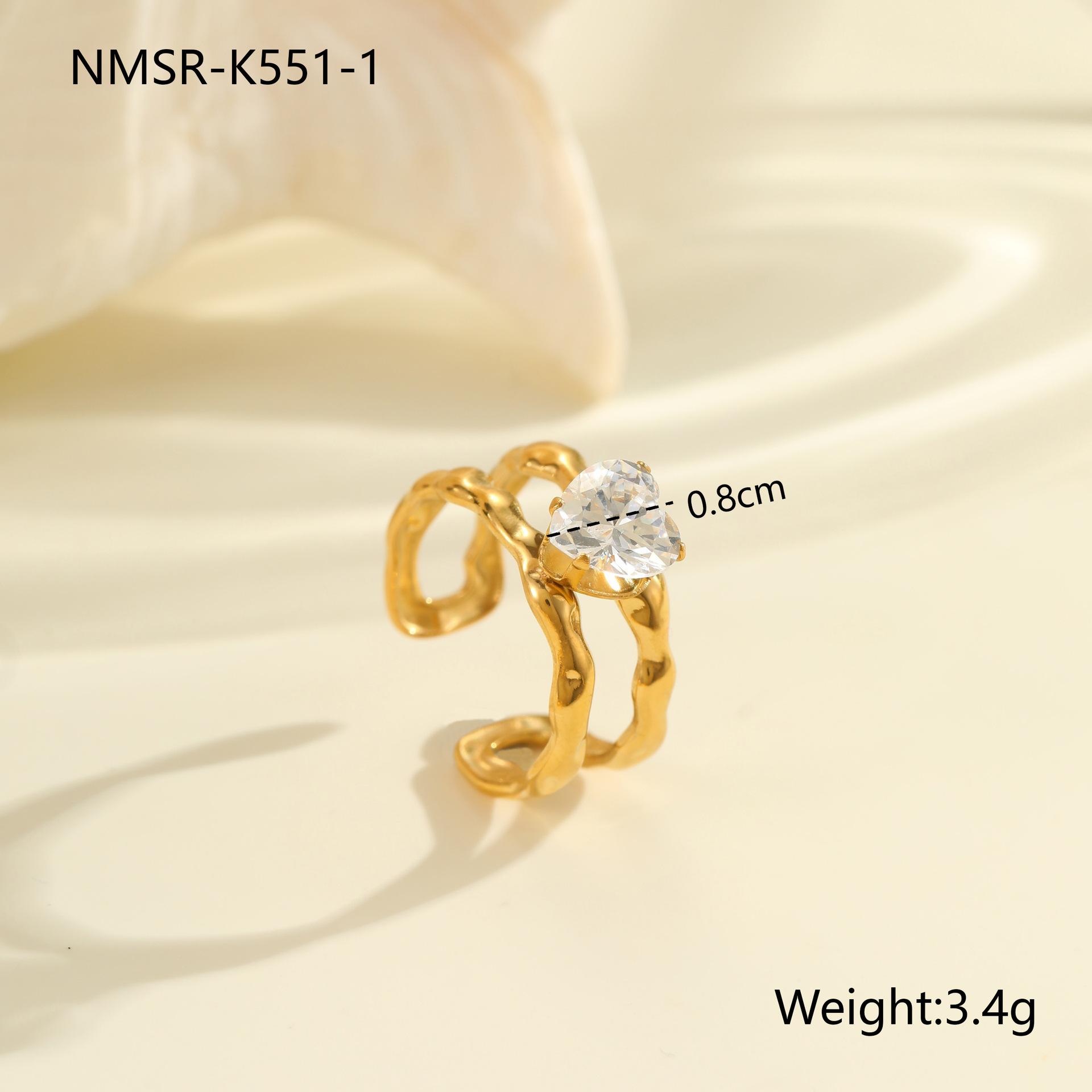 GEMCHIC Women s Irregular Design Titanium Steel Ring with Zircon, 18K Gold Plated, Geometric Style