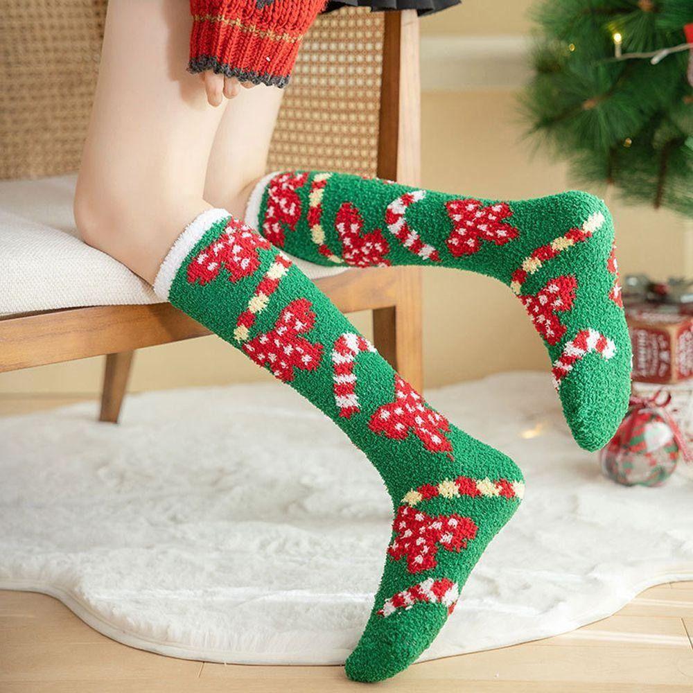 Soft Christmas Socks Plush Coral Fleece Socks Winter Warm Thicken Floor Socks  For Women