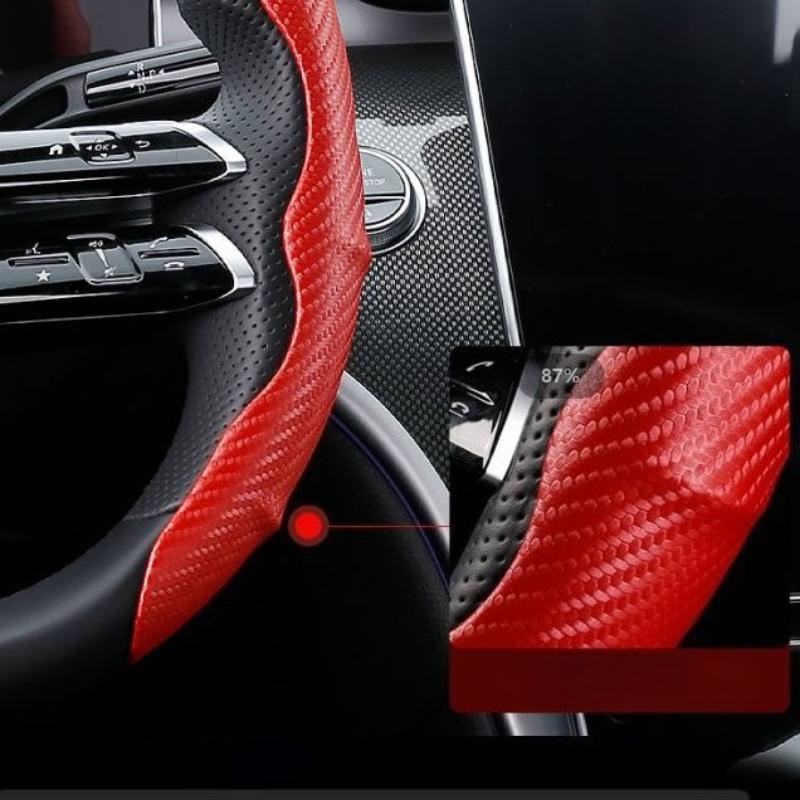 Carbon Fiber Pattern Car Steering Wheel Cover Anti-Slip Massage Handle Interior Decoration Card Holder Auto Steering Covers