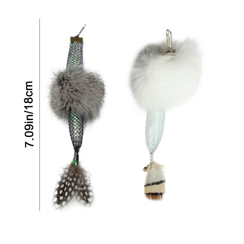 2 Pieces Bite Resistant Cat Teaser Stick Replacement Head Mermaid Shape Polyester Interactive Cat Toys with Sound