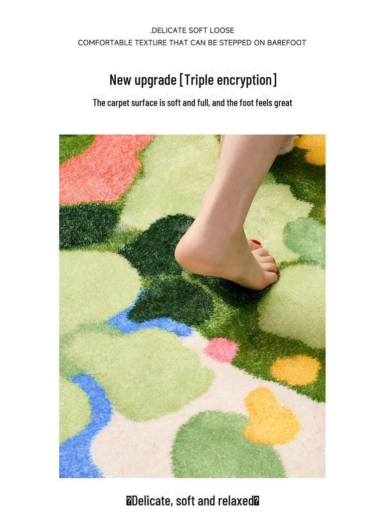 Forest Moss Shaped Anti-Dirt Plush Rug for Bedroom or Balcony