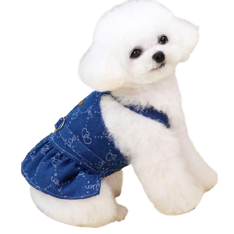 

Pet Blue Jean Type Skirt In Multiple Size For Dog With Secure Leash Opening For Outdoor Activity S
