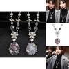 Elegant Vintage Floral Long Necklace For Women Featuring Stunning Crystal Accents
