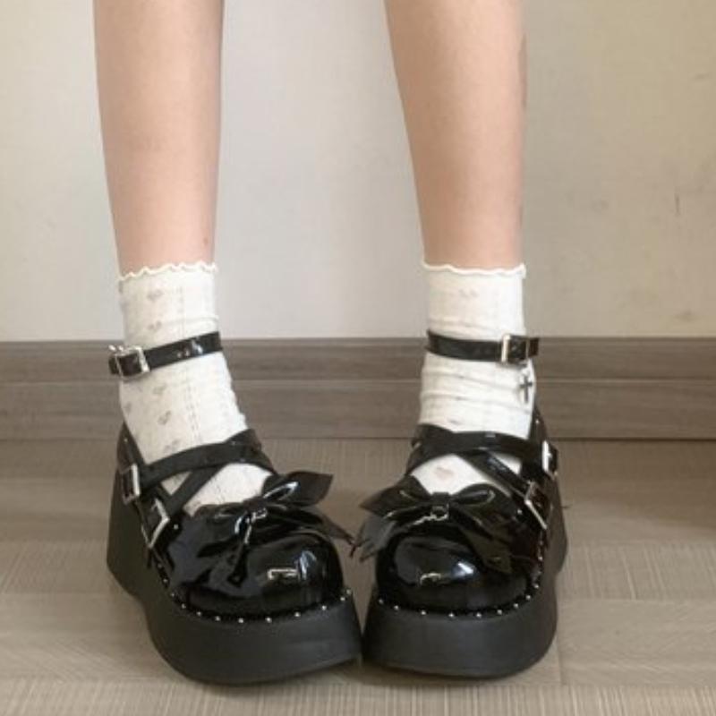 Sweet Tea Party Mandarin Duck Shoes Cos Girl Cream Bubbles Bow Kawaii Shoes Lolita Girls High Heel LoliShoes 35-40