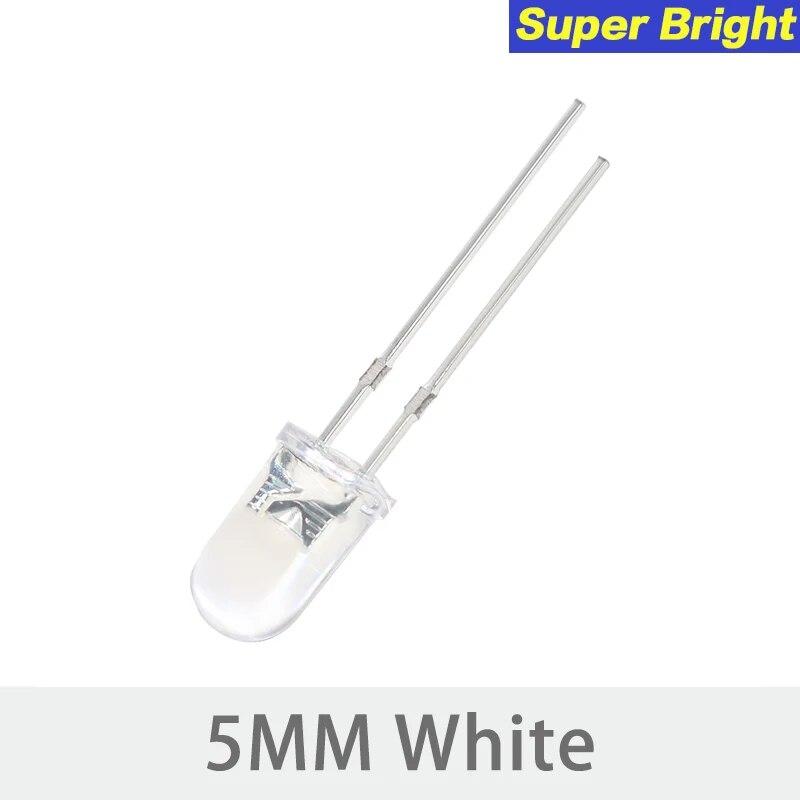 50–100 Stück F5 LED-Diode, 5 mm, superhelles Leuchtdioden-Set, Blau, Grün, Rot, Gelb, Weiß