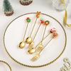 6pcs/set Christmas Spoons Stainless Steel Teaspoons for Coffee Ice Cream Sugar
