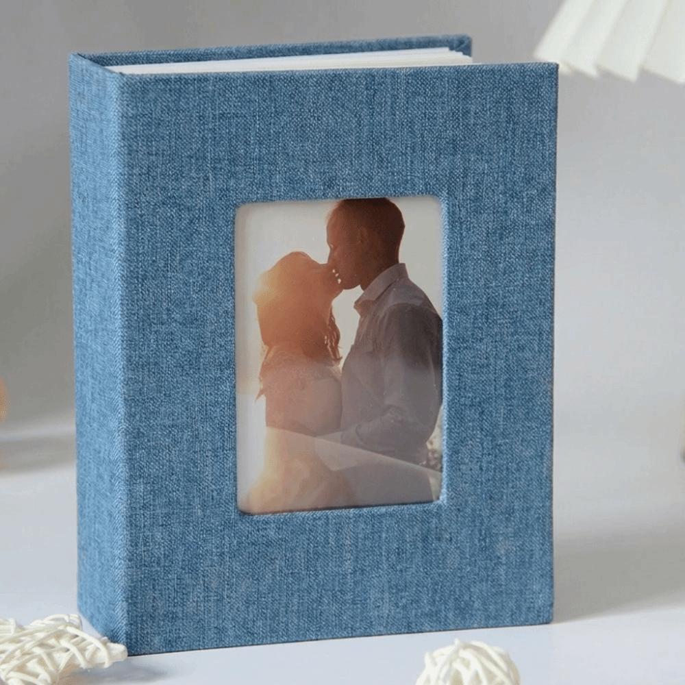 

Multifunctional 100 Pockets Photo Album Linen Cover 4x6 Photos Slip-in Picture Album DIY Writable Photo Storage Children Growth синий