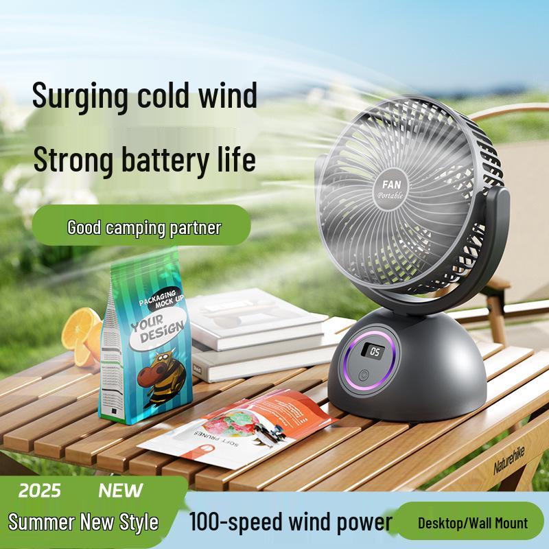 Silent USB Wall-Mounted Multi-functional Fan with Long Battery Life and Smart Digital Display