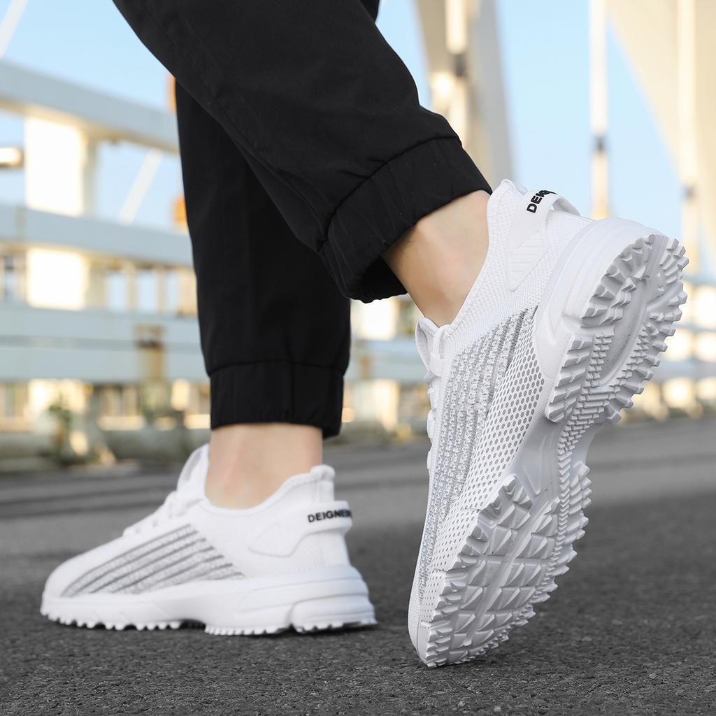 Knitted Mesh Running Shoes Breathable Men's Casual Sneakers Lightweight Outdoor Jogging Walking Trainers Anti-slip Sole