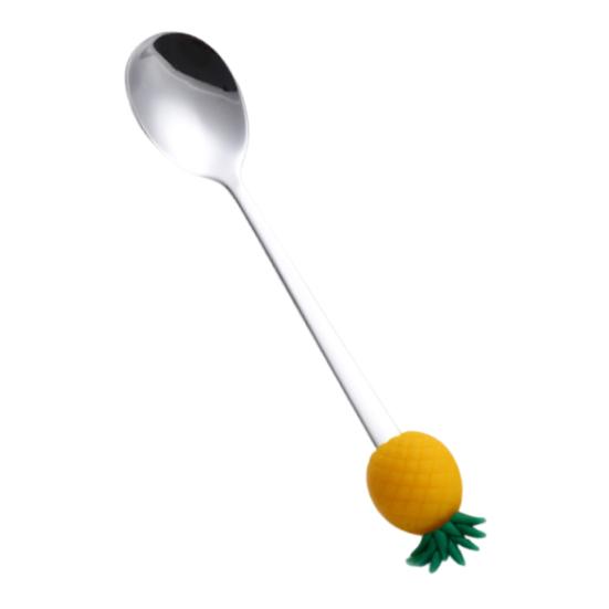 Stainless Steel Spoon, with Strawberries Durians Watermelons Avocados Decor, Durable Rust-Resistant Dessert Spoon, for Coffee Tea Stirring And Eating