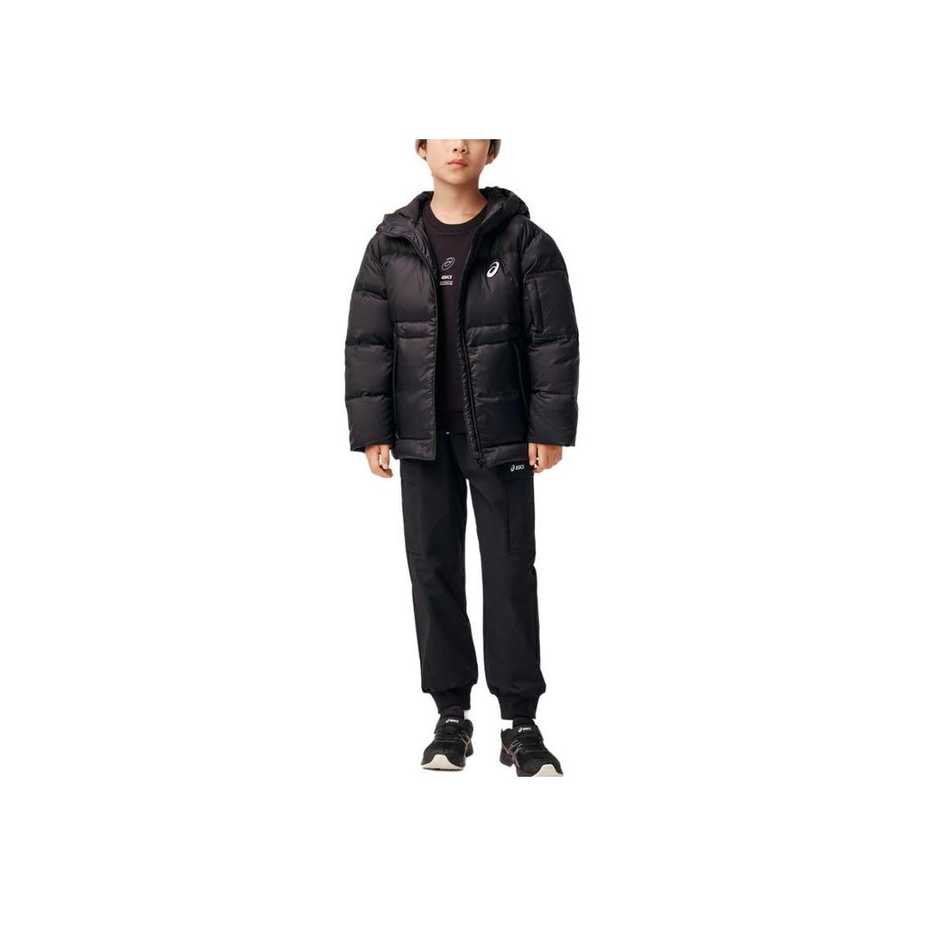 Asics Down Jacket Fashion Versatile Hooded Zipper Long Sleeve Kids outerwear Black 334241073002-001