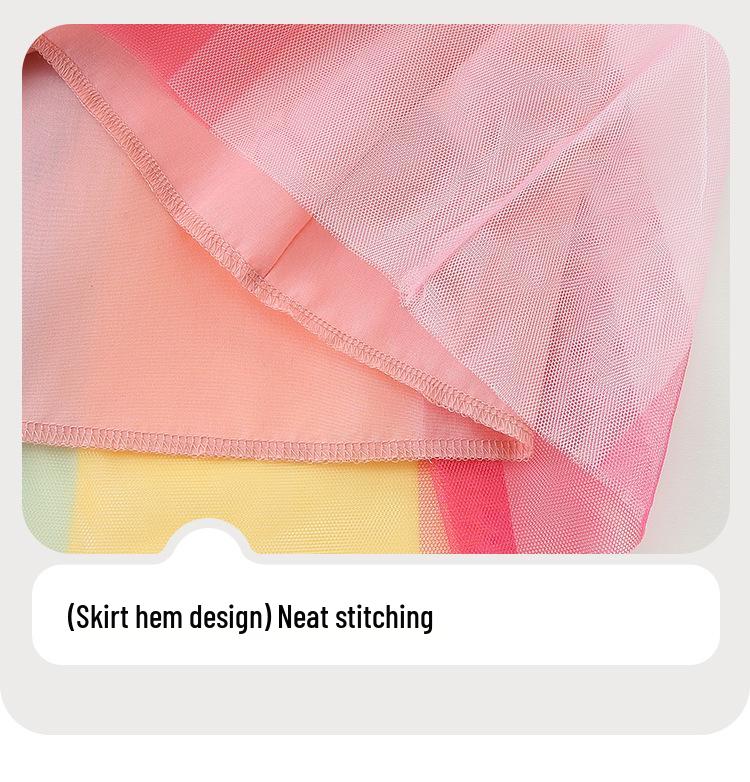 Autumn Girls' Unicorn Princess Dress – Cute European & American Style with Mesh