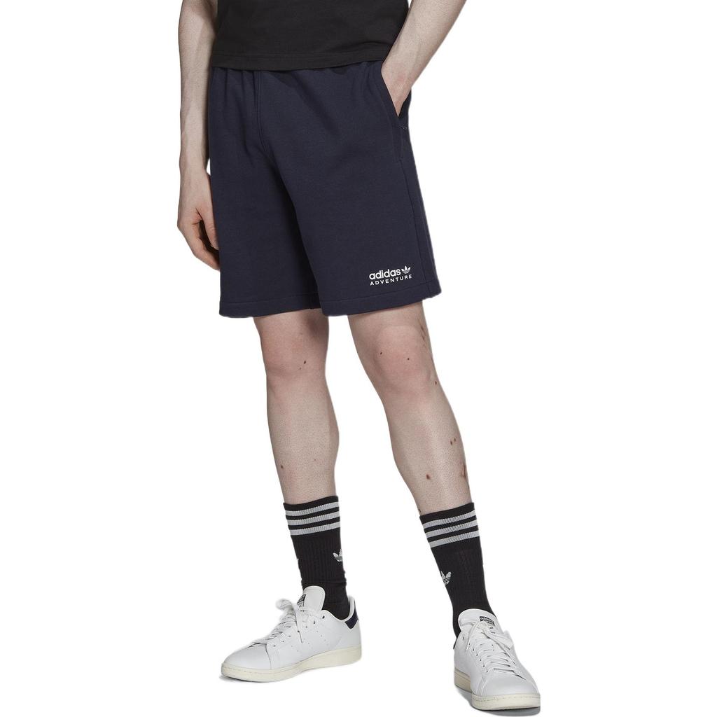 adidas Originals Trefoil FW22 Solid Logo Print Elastic Waist Shorts Men Shorts Navy HK4998
