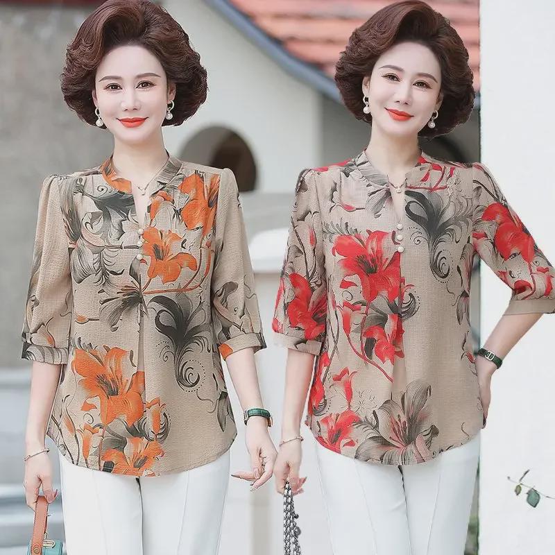 Cămașă de vară la modă pentru femei de vârstă mijlocie, 40-50 de ani