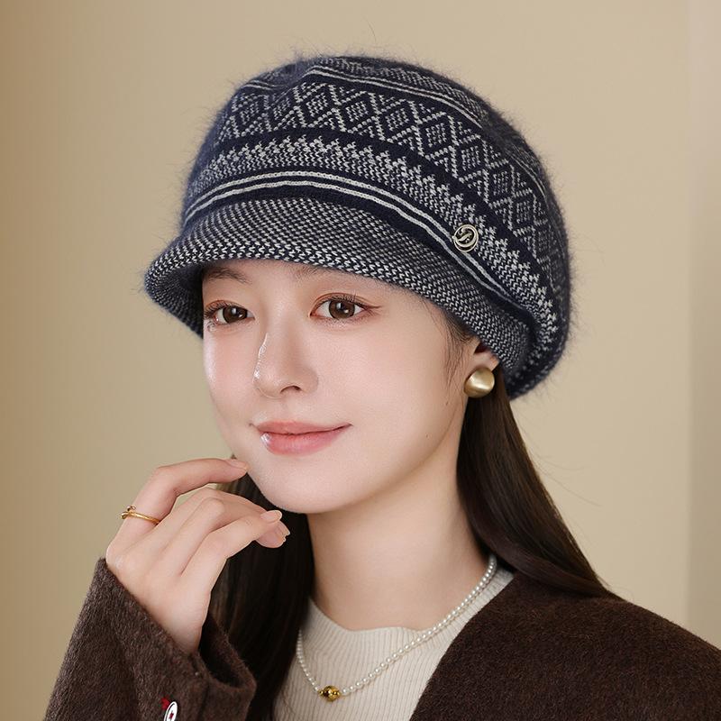 Hat Women Winter In The Elderly Autumn and Winter Warm Rabbit Hair Beret Fashion Cold Knitted Hat