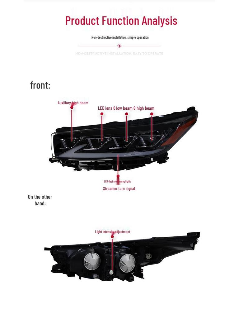 LED Headlight Assembly with Sequential Turn Signal for 2018-2021 Toyota Highlander