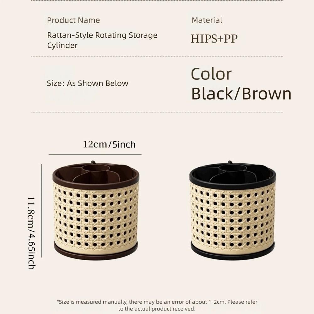 360° Rotating Desktop Pen Holder Multifunctional Grid Design Cosmetic Storage Box Vintage Large Capacity