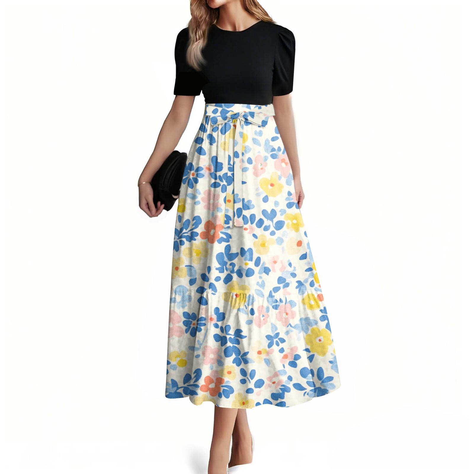 

Женское модное повседневное платье с коротким рукавом и круглым вырезом, элегантное, темпераментное XL жёлтый