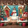 Holiday Background Festive Decor Snowman Backdrop Xmas Backdrop Gift Boxes Christmas Banner For Indoor Celebration Christmas
