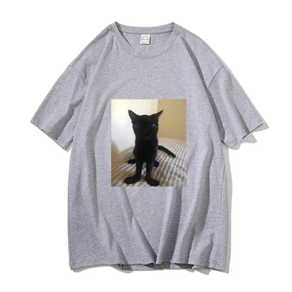 Big Foot Jinx T-shirt Black Cat Pattern Tshirt Funny Unisex Women T Shirts Unisex Cotton Tops Spring New Round Neck Tee Short Sleeve