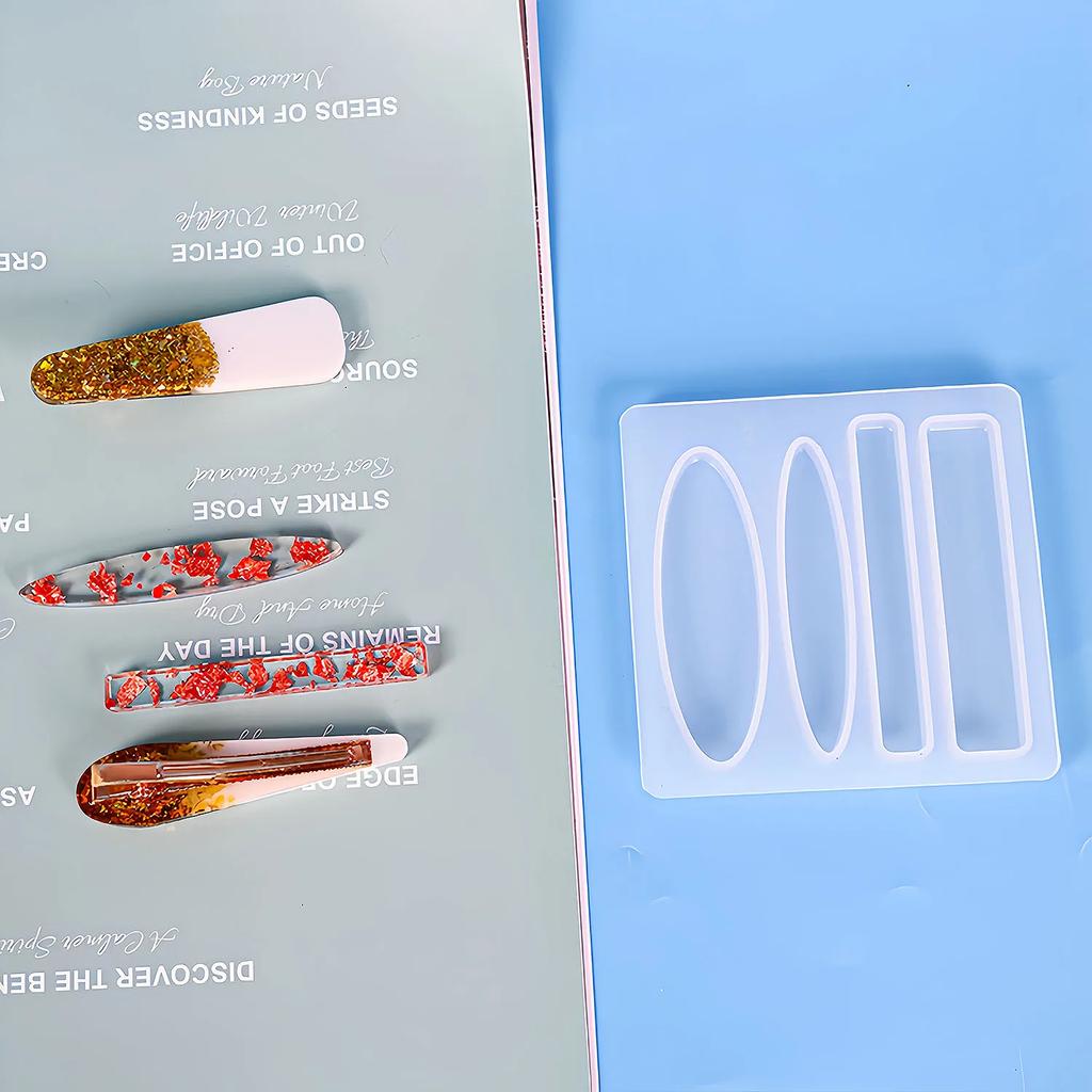Barrettes Silicone Mold Geometric Hair Clips DIY Moules Silicone Epoxy Resin Mold for Handmade Hairpin Crafts Jewelry Making