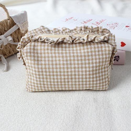 Ins Fresh Red Cherry Quilted Cosmetic Bag Fashion Small Large Toiletry Makeup Storage Bag Cute Lipstick Sanitary Napkin Case