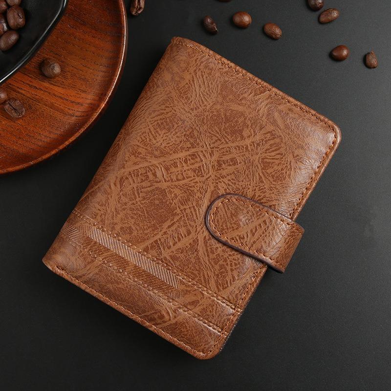 

Мужской короткий кошелек со скидкой 30%, деловой ретро-стиль, зажим для мелочи, кожаный вертикальный кожаный кошелек, блокнот коричневый