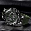 Men's Dual Display Waterproof Silicone Sport Watch with Calendar & Luminous Features