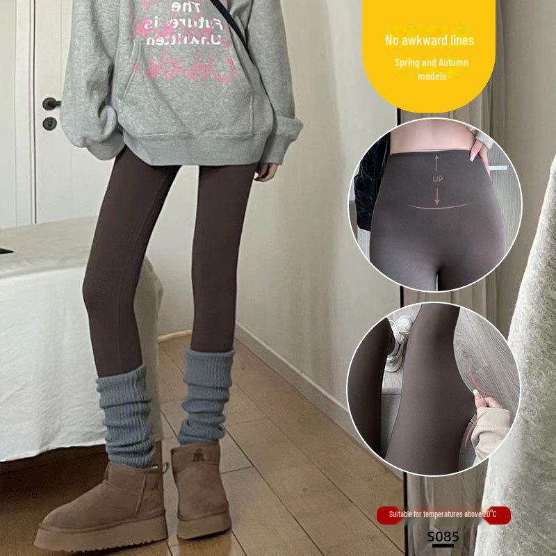 Pantalones de Yoga Gruesos Cálidos Marrones de Tiburón para Mujer con Terciopelo, Ideales para Otoño e Invierno como Ropa Exterior, Leggings Ajustados de Pierna de Barbie