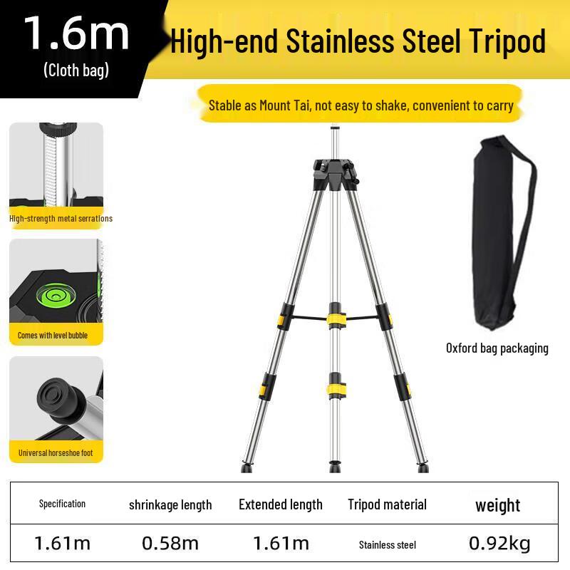 1.6m Stainless Steel Adjustable Leveling Tripod
