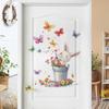 Vintage Tin Bucket Floral Rabbit Butterfly Wall Sticker Self-Adhesive Removable for Bedroom Living Room Rustic Home Decor Art