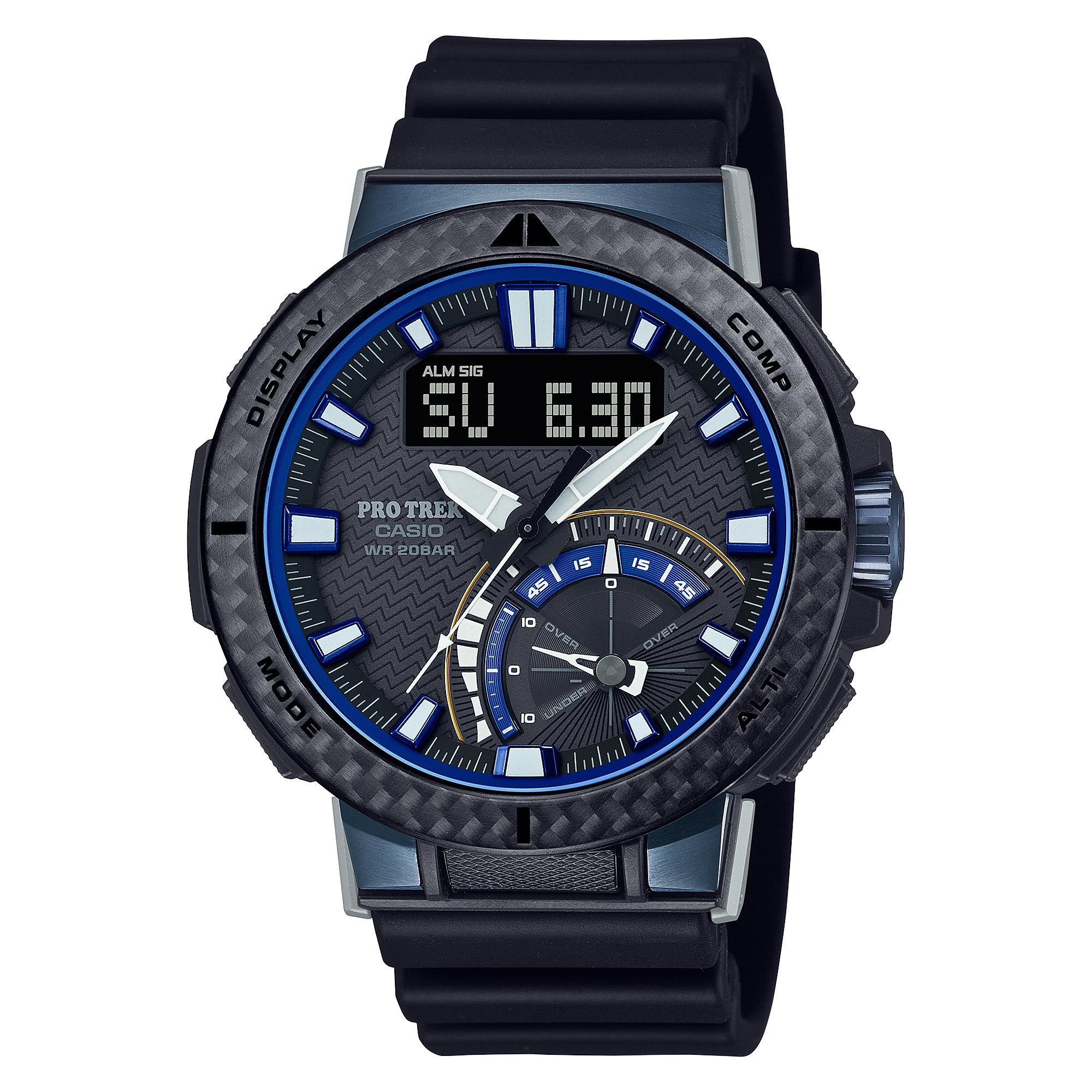 

Casio Men s Stainless Steel 200M Water Resistant Digital Alarm Quartz Watch PRW-73X-1 синий