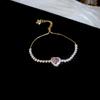 Peach Heart Love Bracelet Women's Fashion Temperament Zircon Bracelet Light Luxury Link Chain Bracelets Wristband Jewelry K-