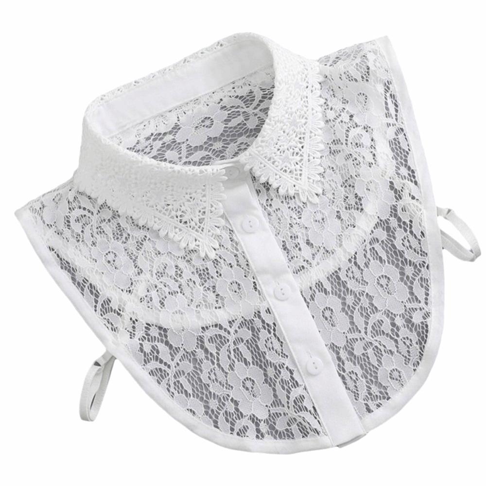 

Breathable Fake Collar Vintage Lace Pure Color False Blouse Collar All-match Korean Style Detachable Collar Children s Wear білий