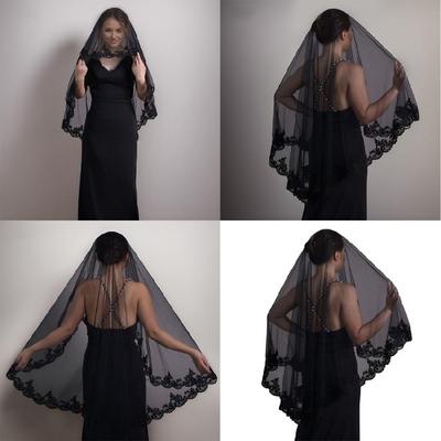 Dark Veil Lace Veil Mantilla Wedding Hair Accessories Black Lace Covering